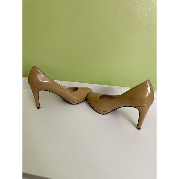 COLE HAAN Chelsea Air Pump Women's 6B Tan Patent Slip On Platform Heel Shoe GUC - Picture 3 of 11